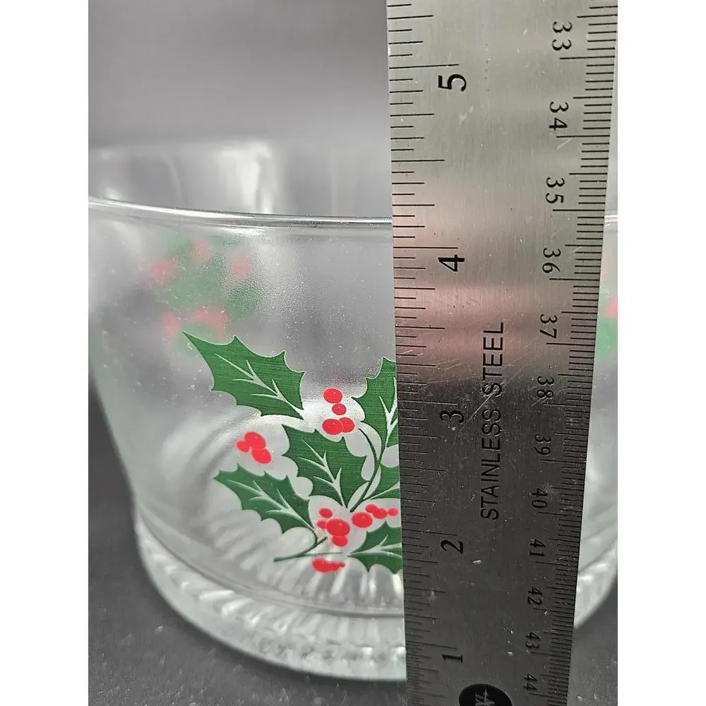 Vintage Starburst Holly & Berry Heavy Glass Serving/Trifle/Ice Bowl 3 Available